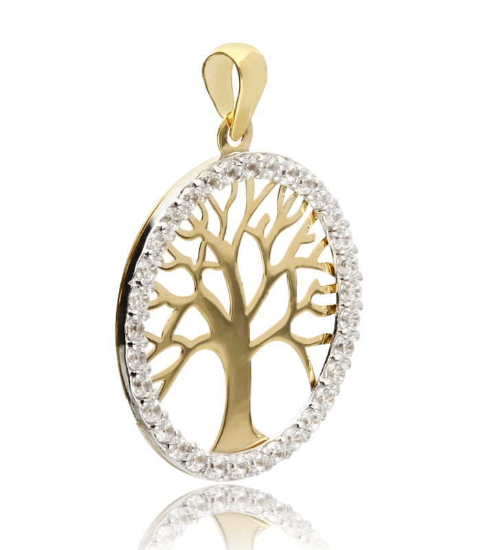 Colgante Árbol de la vida en oro 18k bicolor con circonitas